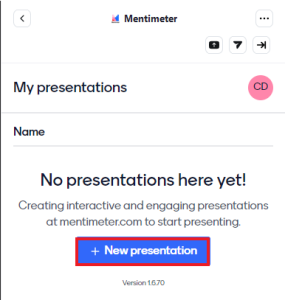 Accessing Mentimeter app via Zoom My Apps panel.