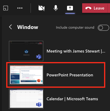 share powerpoint presentation in teams
