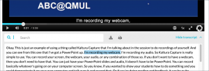 Closed captions and interactive transcript on a QMplus Media video