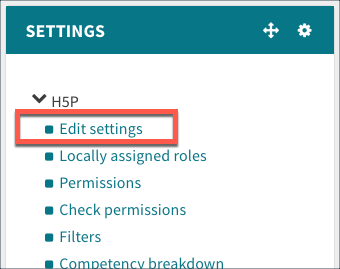 Edit settings link in the settings block