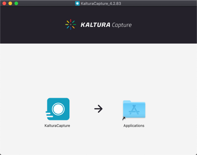 Drag the Kaltura Application to the applications folder