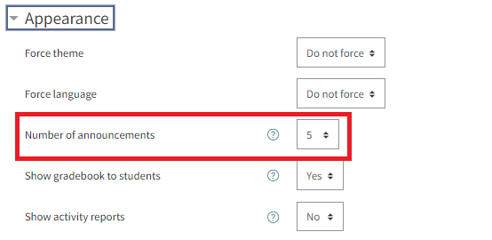 Appearance of forum image settings
