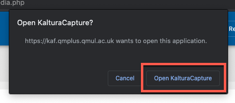 Select the option to open Kaltura Capture