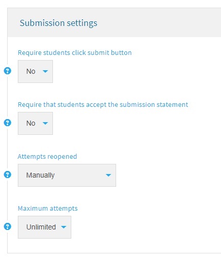 Physical Coursework Submission Settings